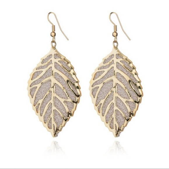 Jewelry - Gold Leaf Layered Dangling Hanging Earrings